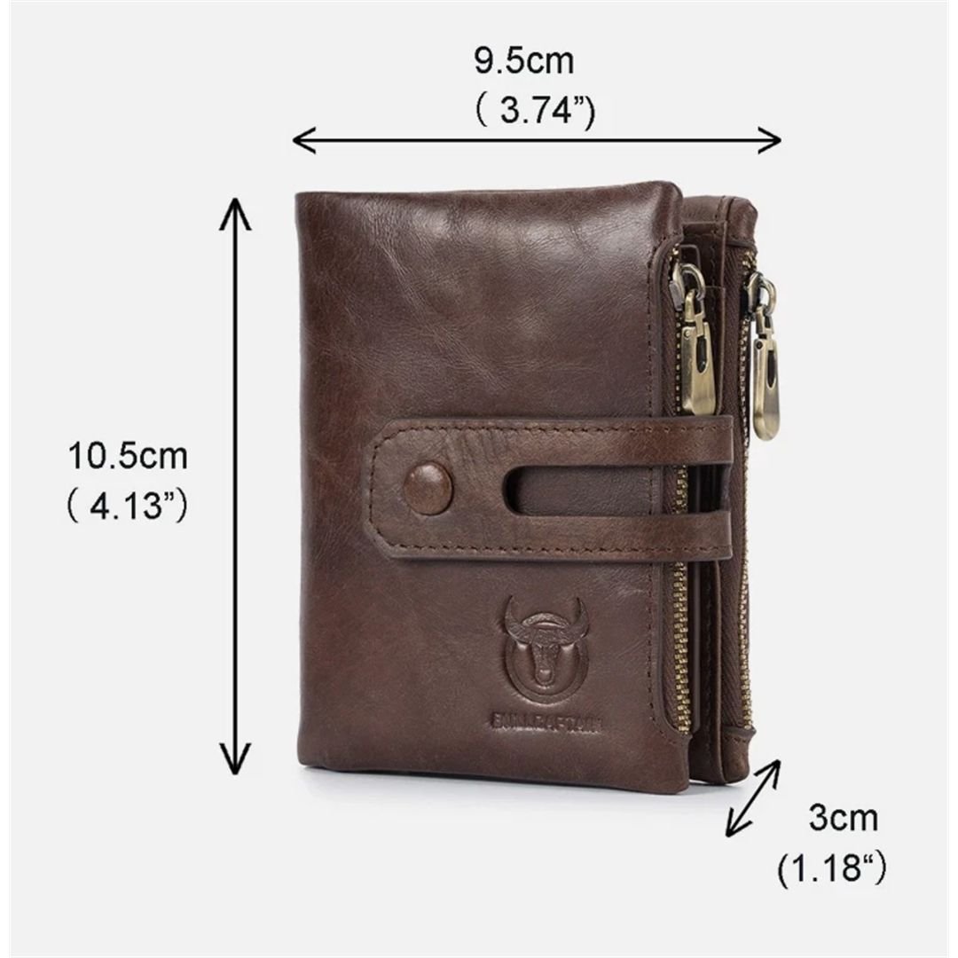 Nordara Nordara Men's Retro Genuine Leather RFID Blocking Bifold Wallet with Zip Coin Pocket in Brown - 2
