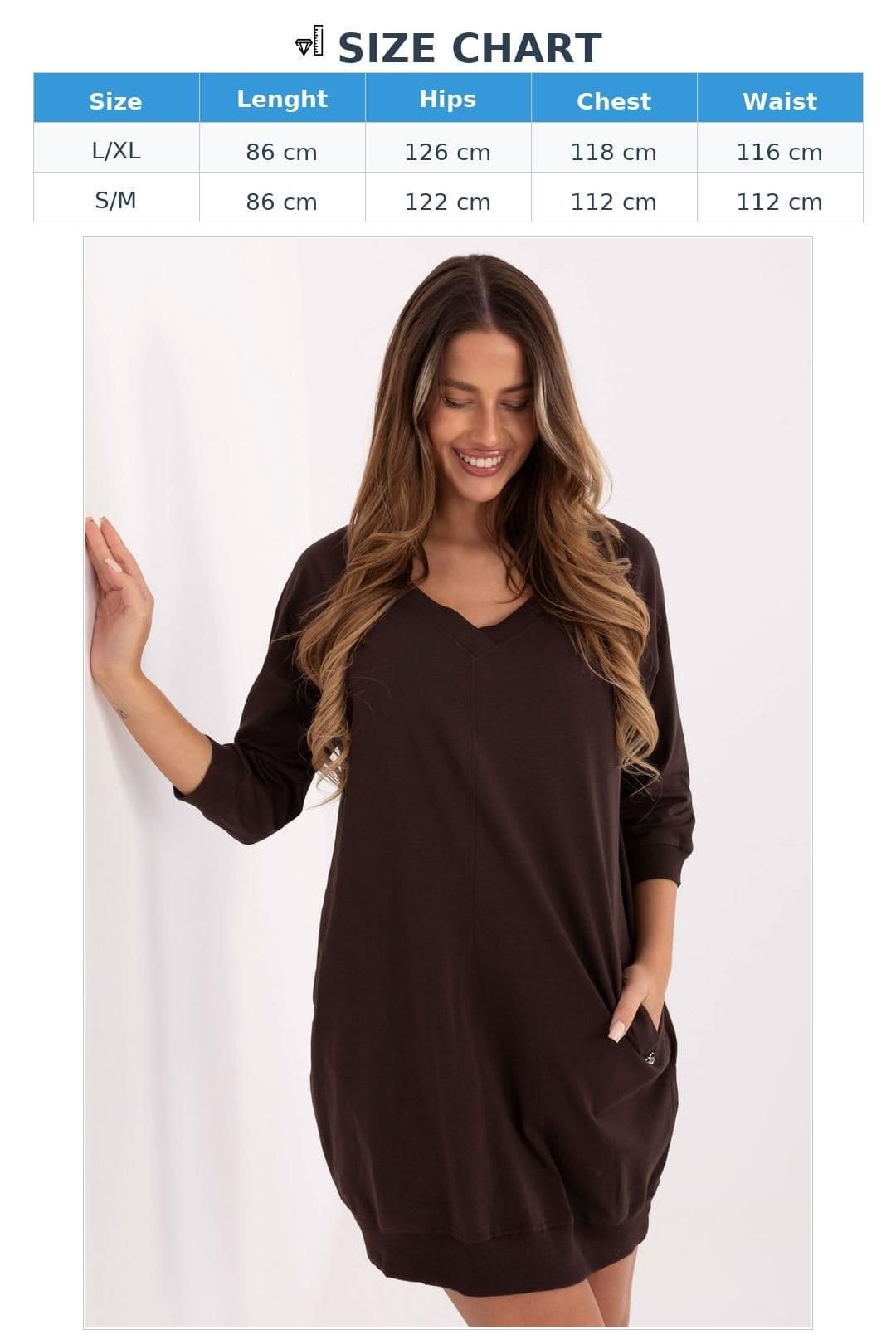 Love Lace Love Lace Women's Cotton Elastane Sweatshirt Dress With Pockets Style 223223 in Brown - 4