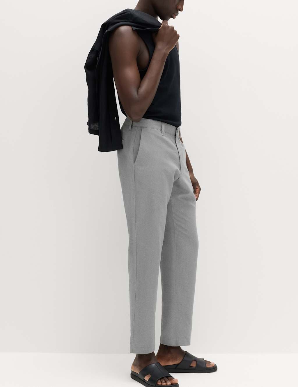 Marks & Spencer M&S Regular Fit Cotton Linen Blend Chinos Pewter - 3