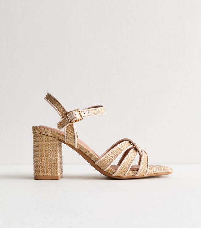 New Look Women's Camel Raffia Look Twist Strap Sandals Vegan New Look - 2