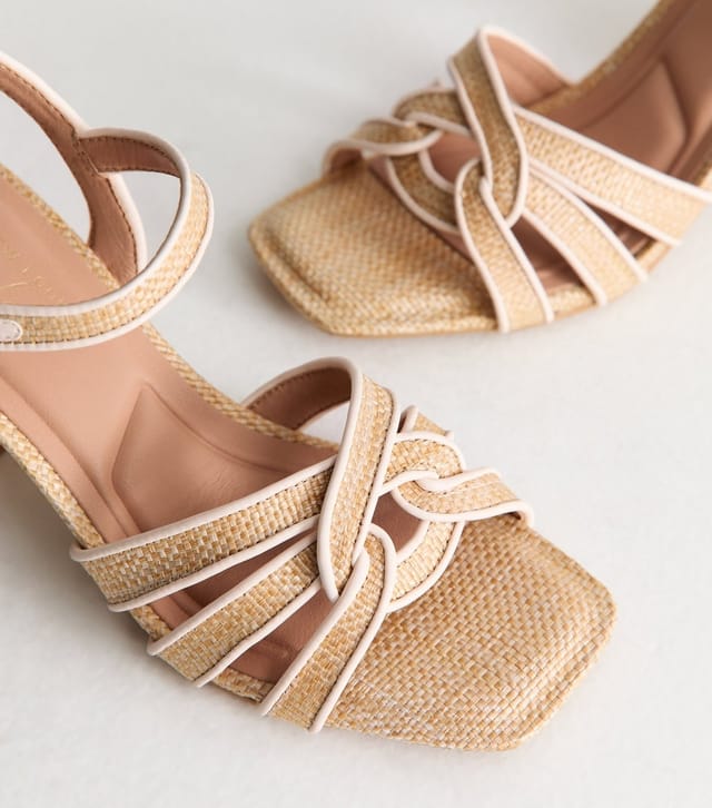 New Look Women's Camel Raffia Look Twist Strap Sandals Vegan New Look - 3