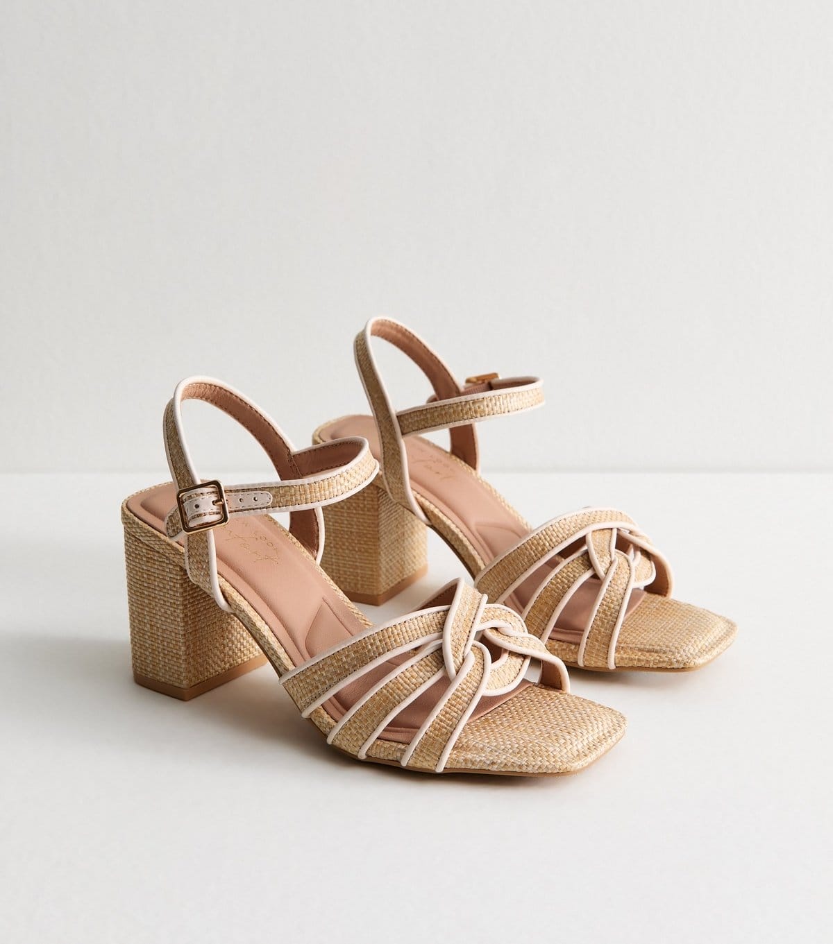 New Look Women's Camel Raffia Look Twist Strap Sandals Vegan New Look - 4