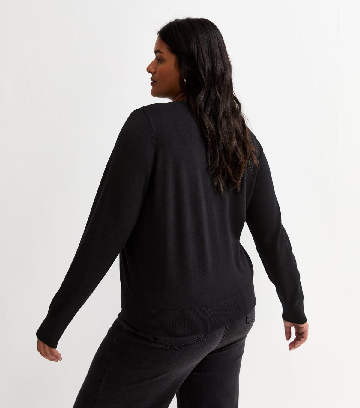 New Look Women's Plus Size Black Lightweight Crew Neck Cardigan Curves New Look - 4