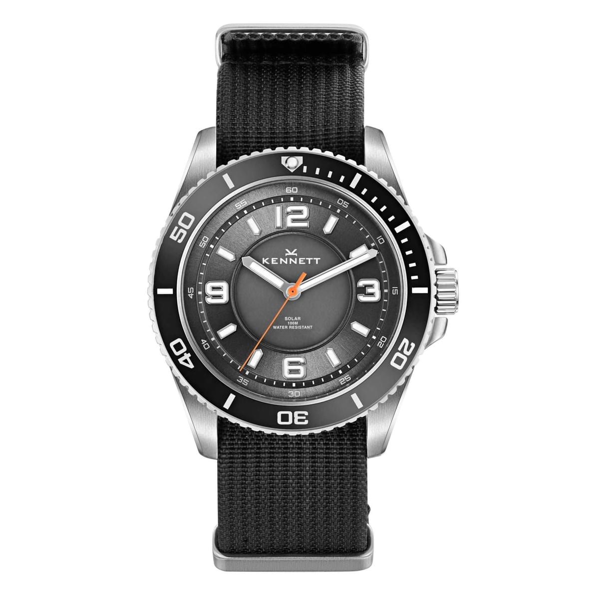 Kennett Kennett Men's Solaxplorer Solar-Powered Adventure Watch with Fabric Straps in Black - 1