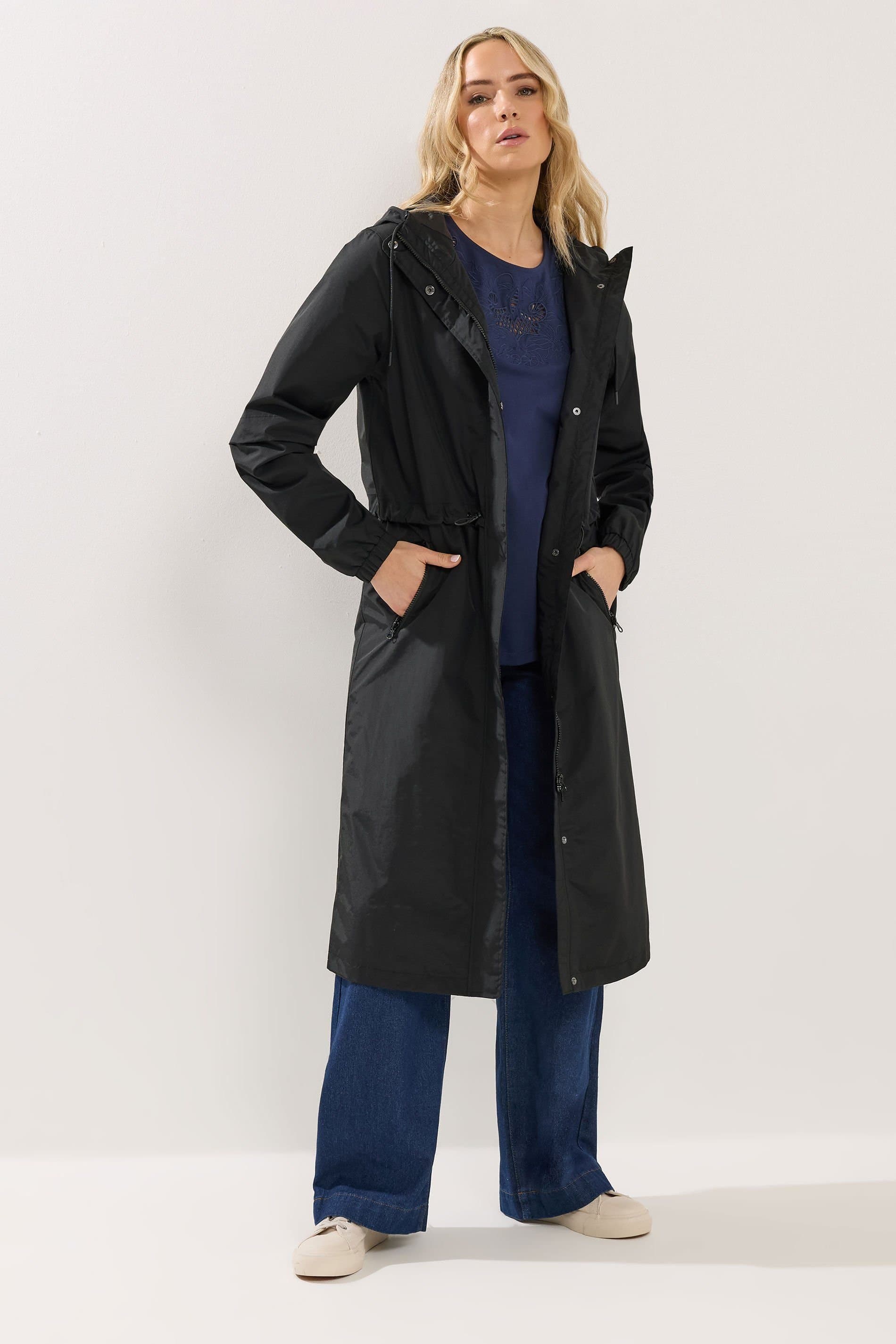 Long Tall Sally Long Tall Sally Women's Tall Waterproof Longline Jacket in Black
