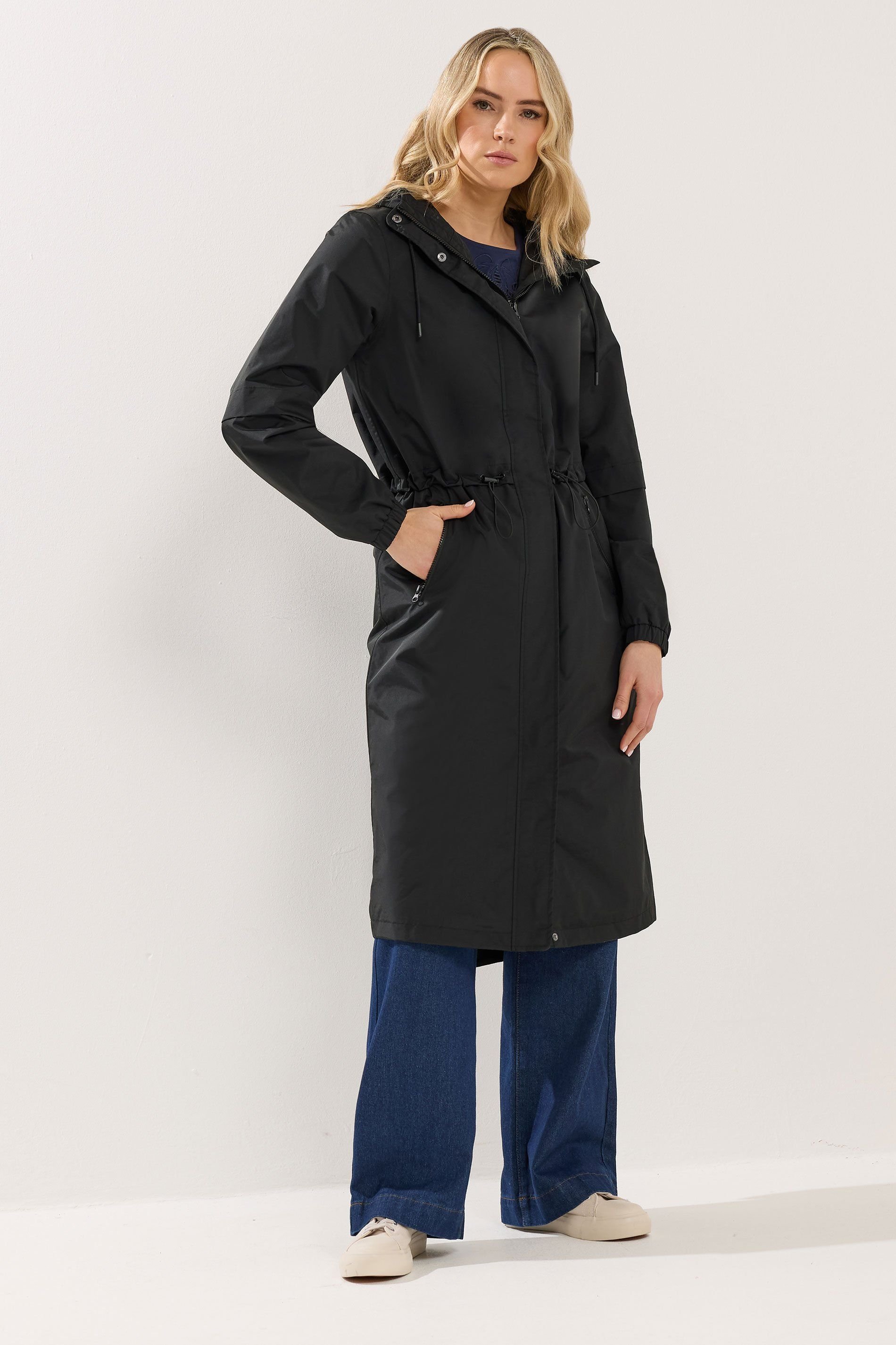 Long Tall Sally Long Tall Sally Women's Tall Waterproof Longline Jacket in Black - 4