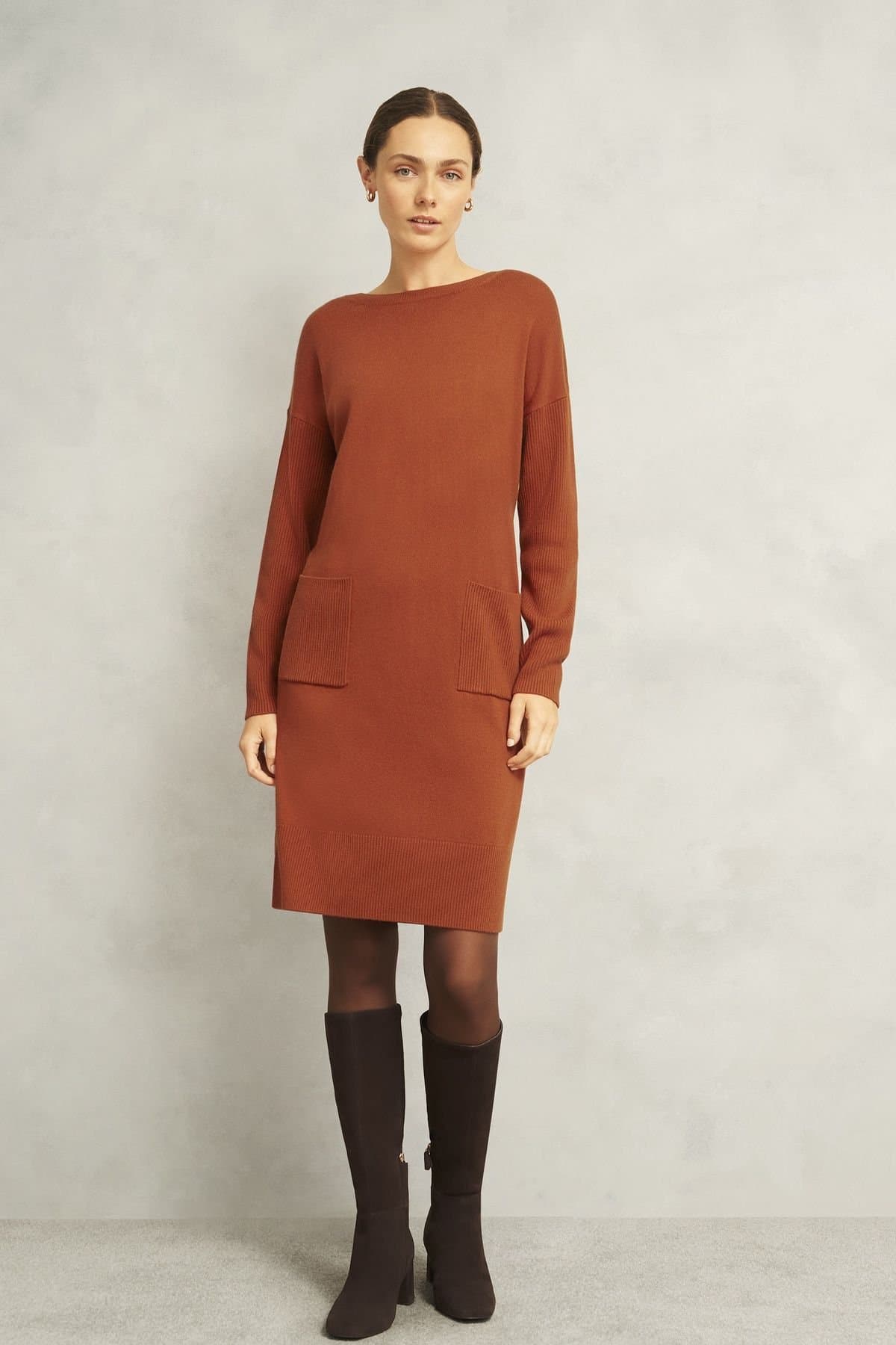 Hobbs London Hobbs London Women's Devora Knitted Dress in Terracotta