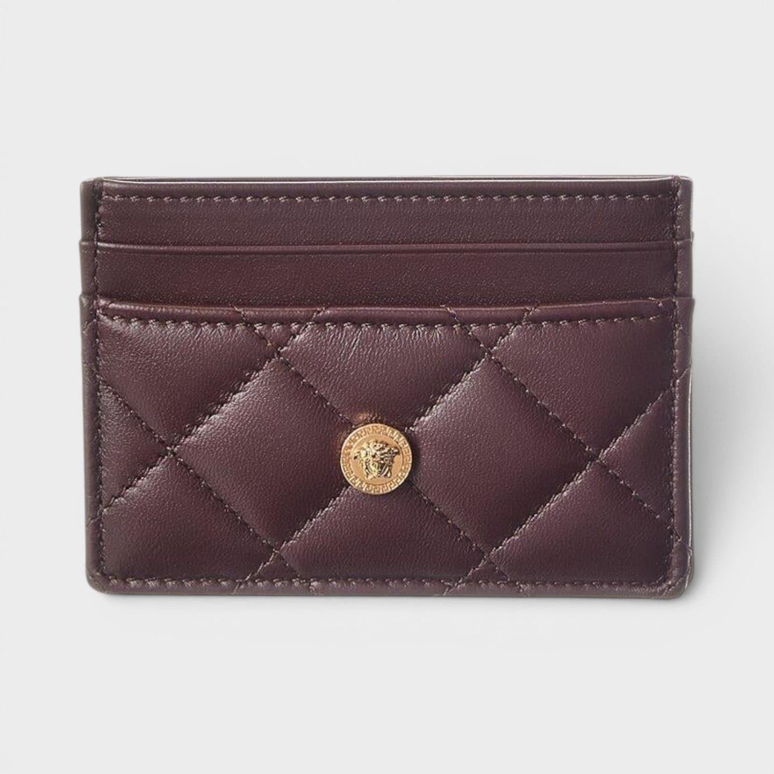 Versace Versace Men's Logo Quilted Card Holder Aubergine