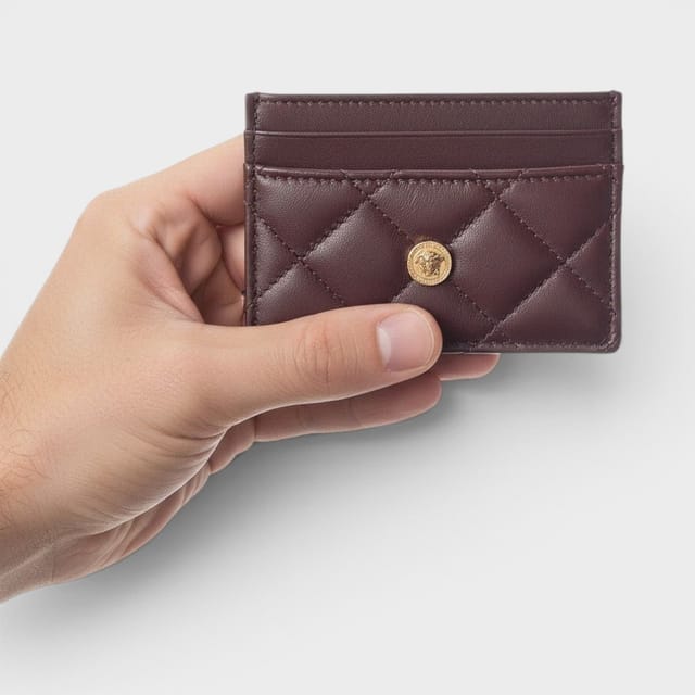 Versace Versace Men's Logo Quilted Card Holder Aubergine - 2