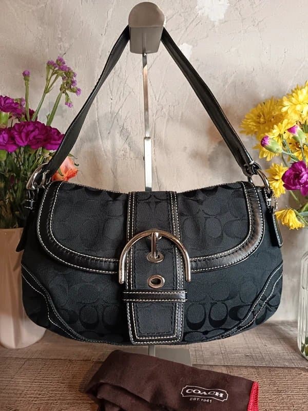 Coach Coach Vintage Y2k Black Signature Soho Flap Shoulder Bag Handbag