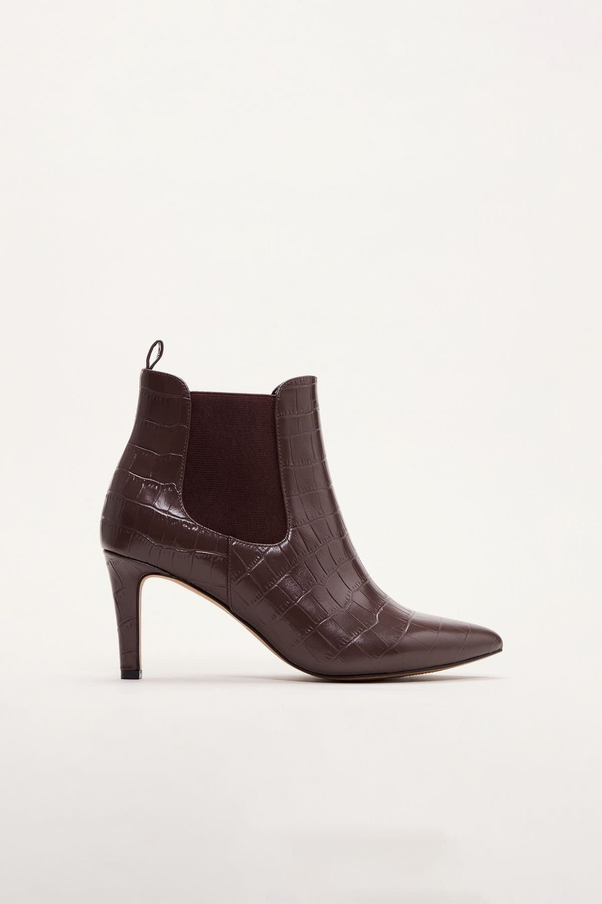 Phase Eight Phase Eight Women's Croc Effect Leather Ankle Boot in Chocolate