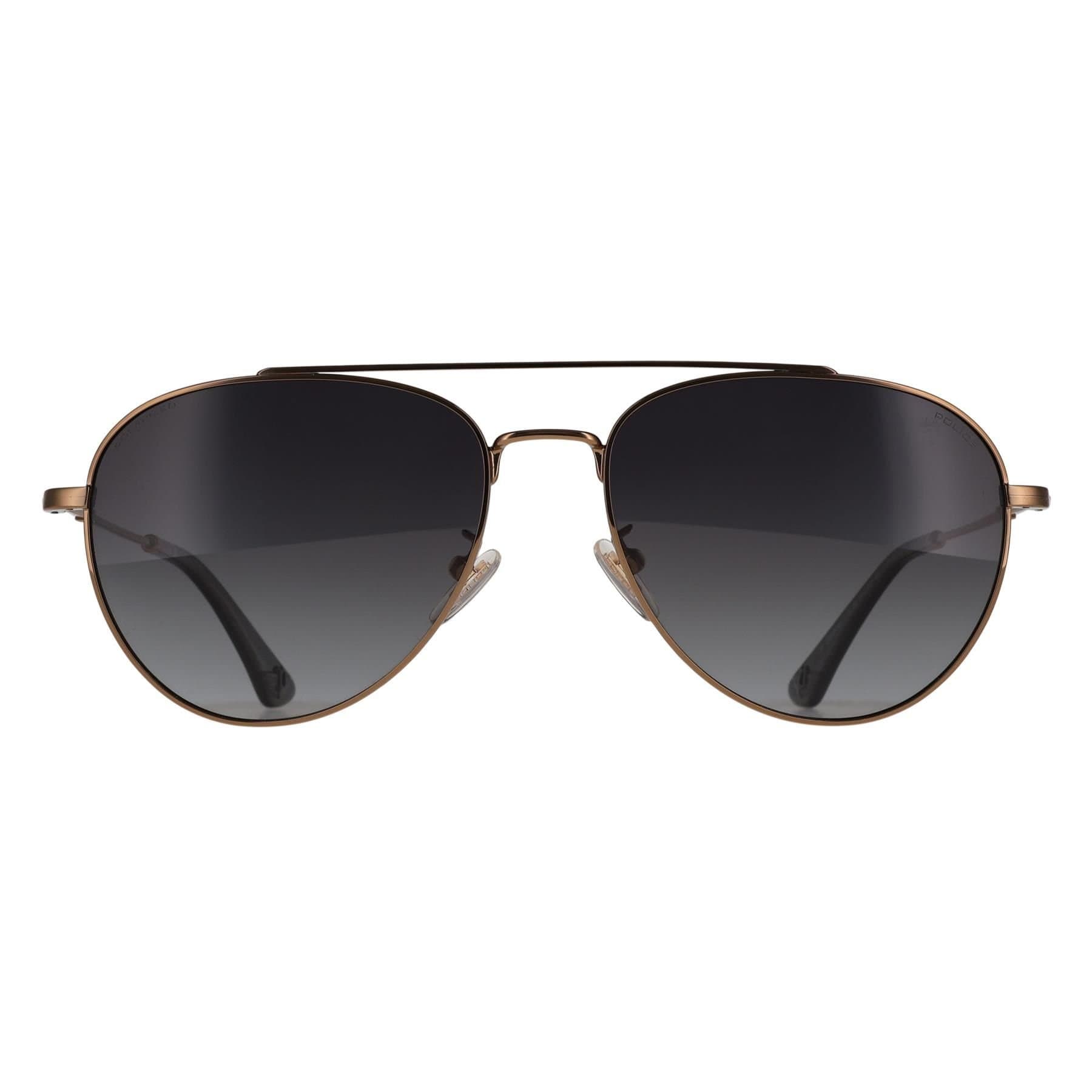 Police Police Men's Aviator Shiny Grey Gold Smoke Gradient Polarized SPLP20E Origins Lite