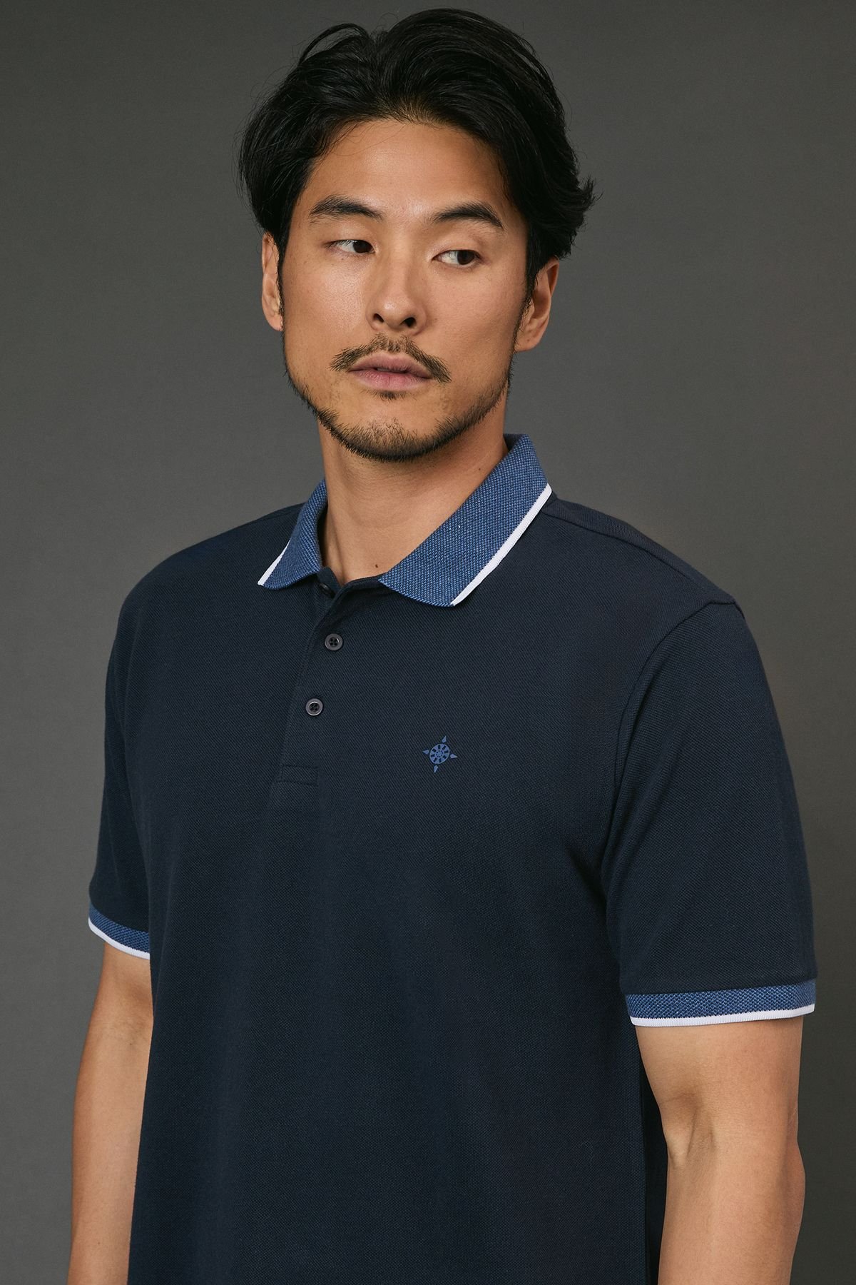 Maine Maine Men's Navy Tipped Pique Polo Shirt - 3