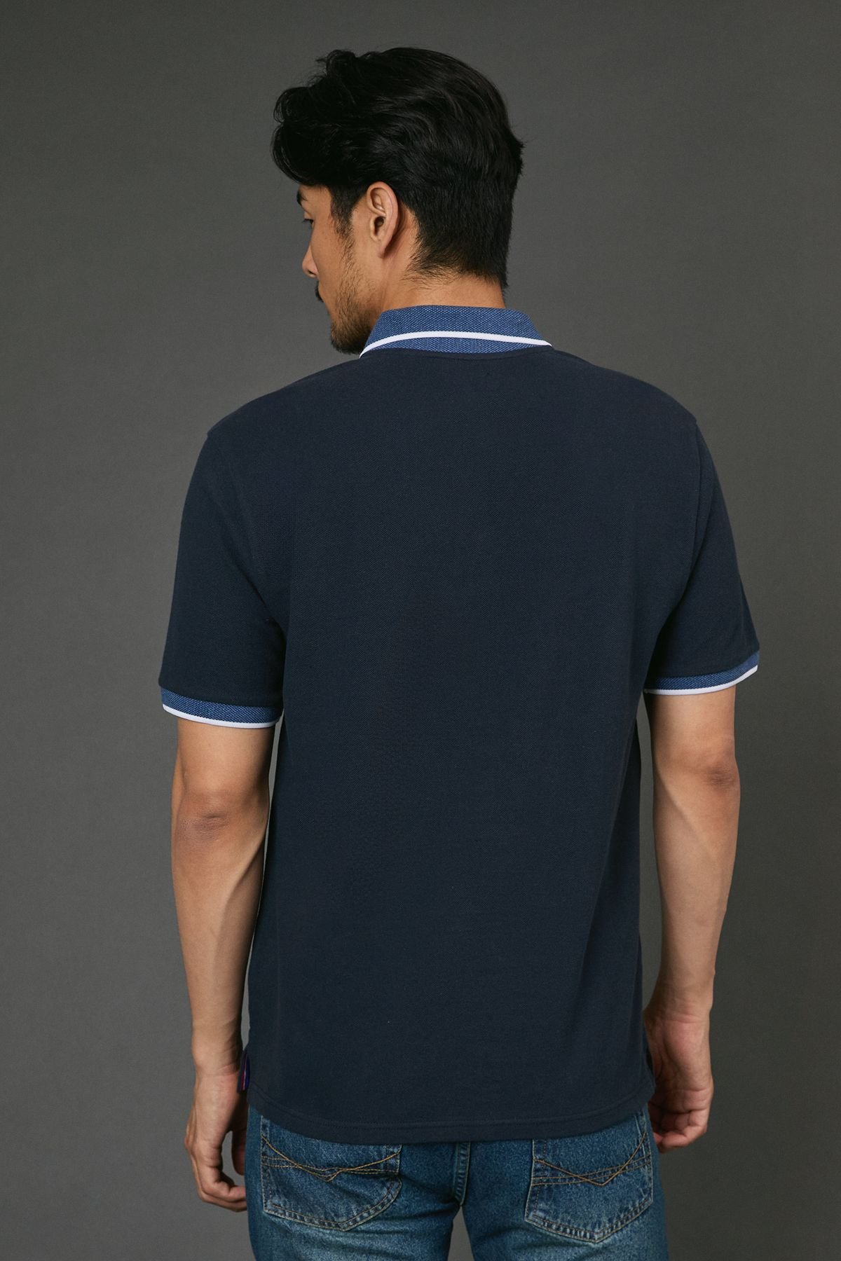 Maine Maine Men's Navy Tipped Pique Polo Shirt - 4