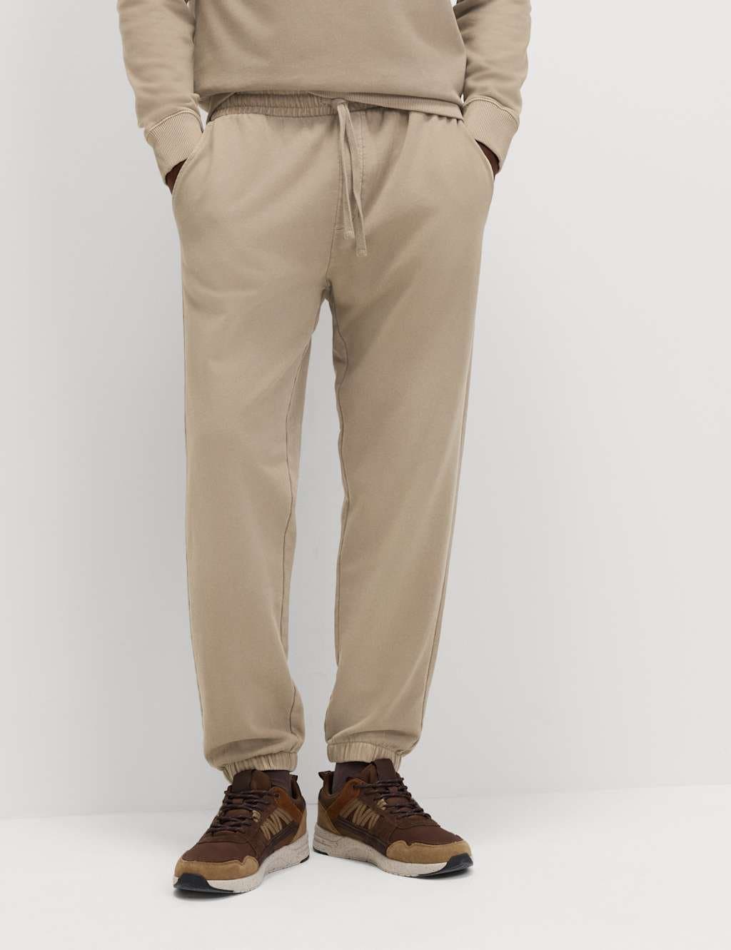 Marks & Spencer M&S Garment Dyed Pure Cotton Joggers Mushroom