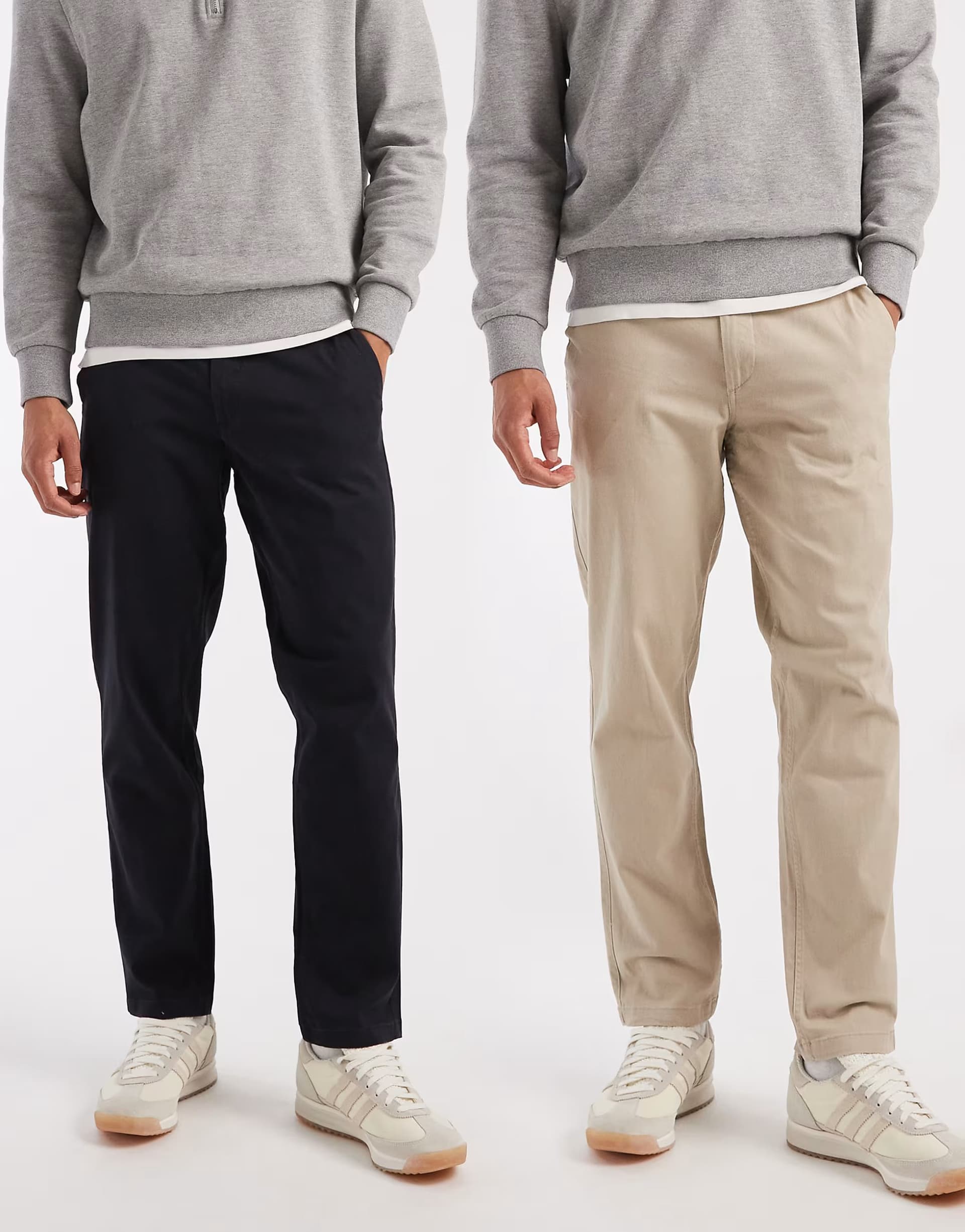 ASOS Jack & Jones 2 pack straight chino trousers in beige and navy
