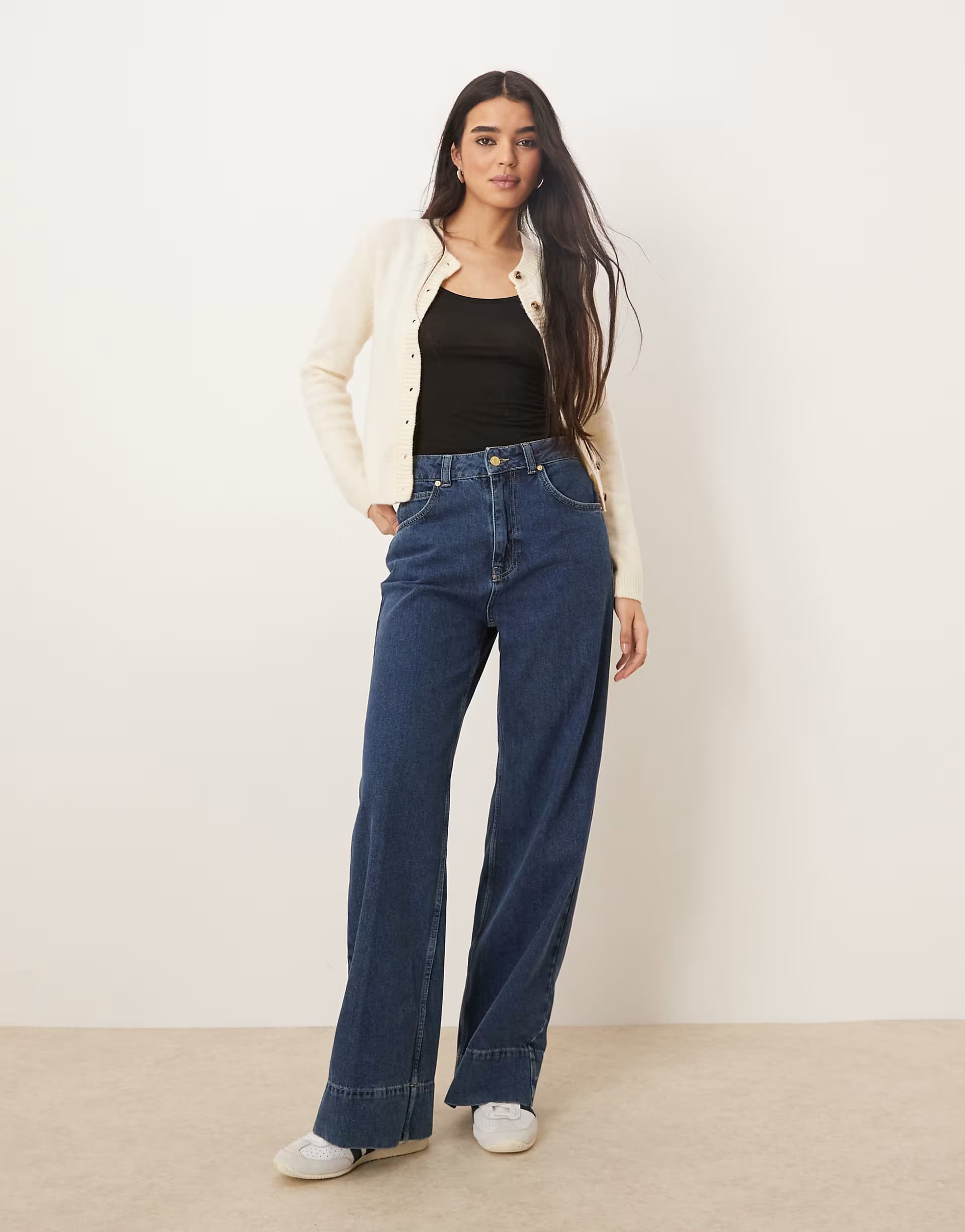 ASOS ASOS DESIGN wide leg jean with deep hem in darkwash co-ord