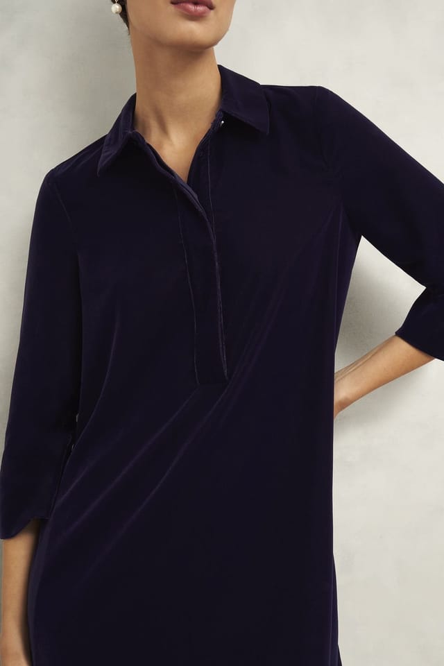 Hobbs London Hobbs London Women's Velvet Marciella Dress in Dark Navy - 3
