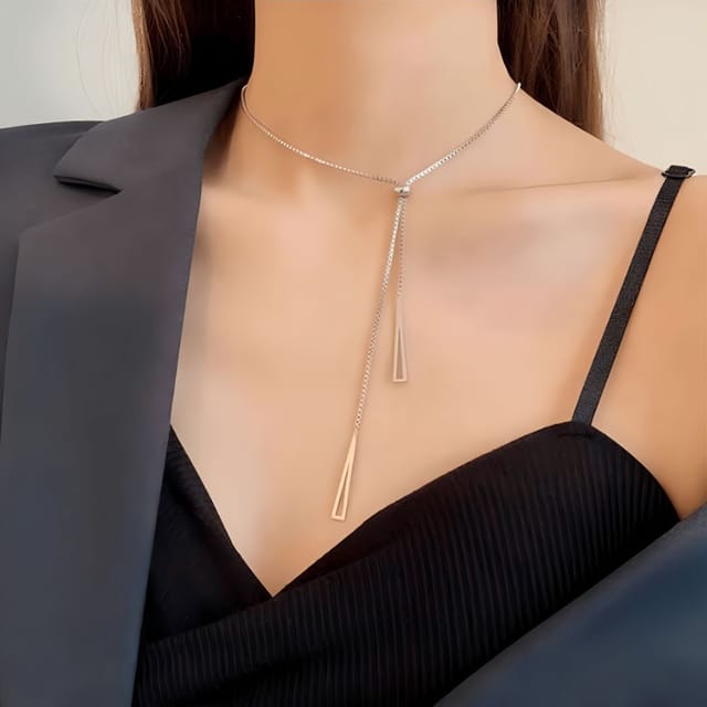 Lovii Lovii Women's Elegant Adjustable Y-Style Necklace with Modern Drop Design in Silver - 2