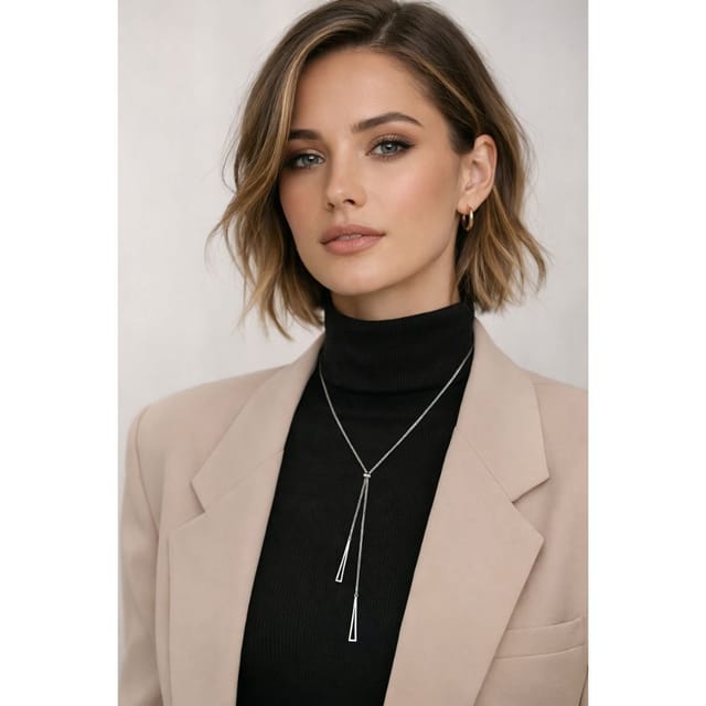Lovii Lovii Women's Elegant Adjustable Y-Style Necklace with Modern Drop Design in Silver - 3