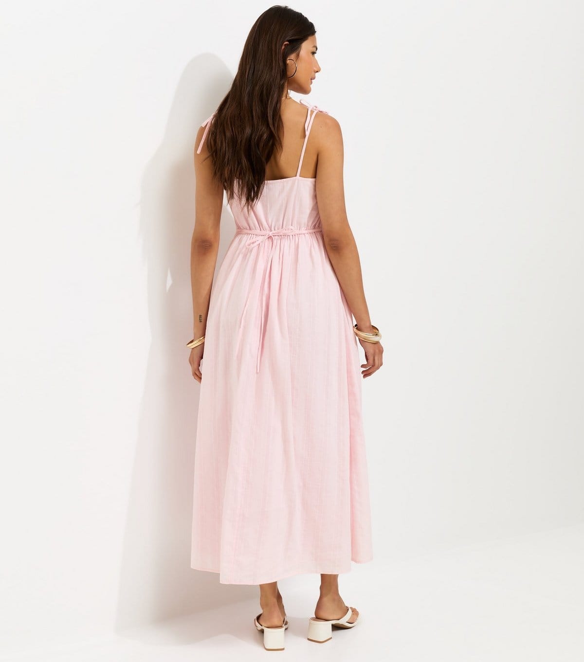 New Look Women's Light Pink Cotton Cami Strap Corset Ruched Hip Midi Dress New Look - 4
