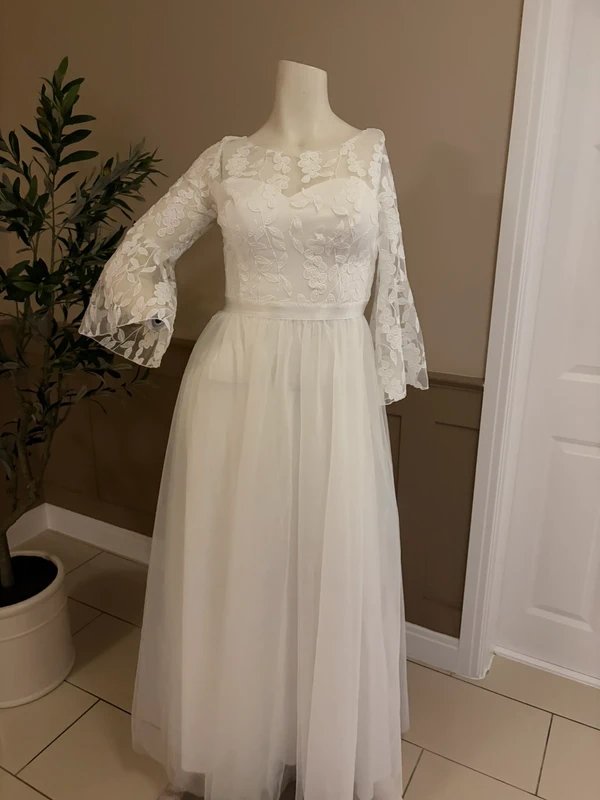 Shein Brand New White Lace Tulle Maxi Dress Long Sleeve – Size XL – shein - 1