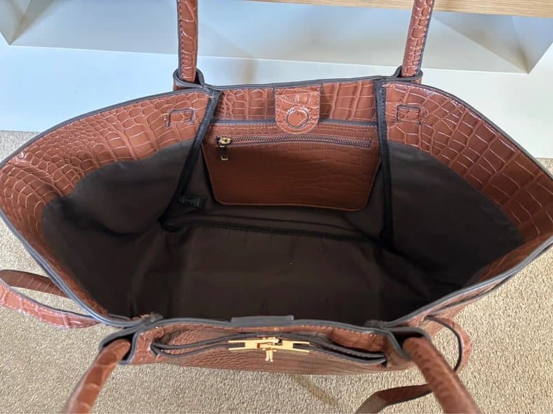 Next New Next tan brown croc effect faux leather large tote bag