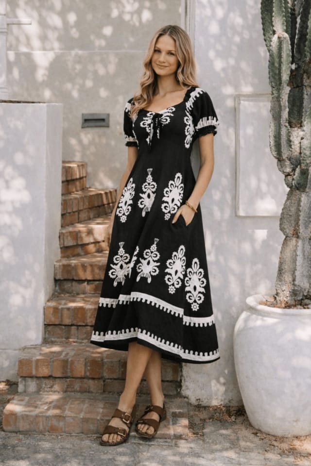 Style Cheat Style Cheat Women's Black Knot-Front Midi Dress - 2
