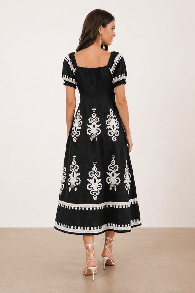 Style Cheat Style Cheat Women's Black Knot-Front Midi Dress - 3