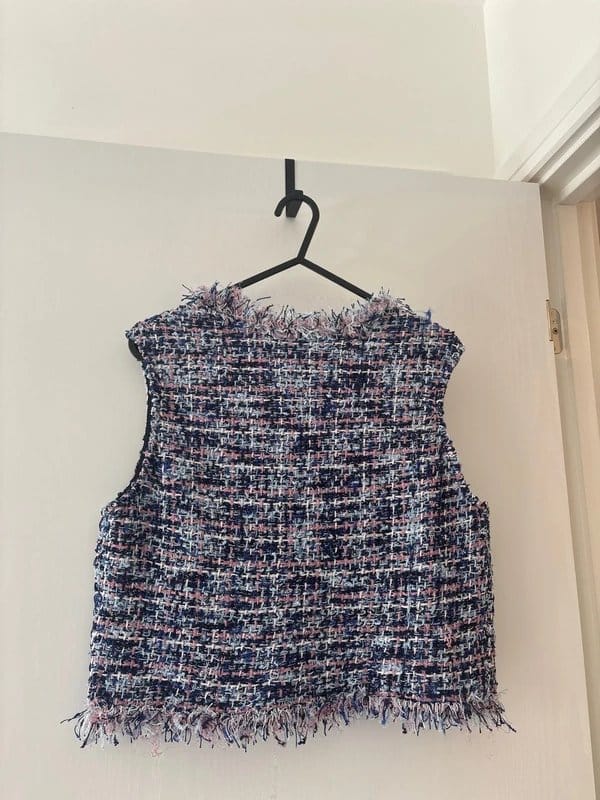 Zara Purple Multi-Coloured Tweed Waistcoat