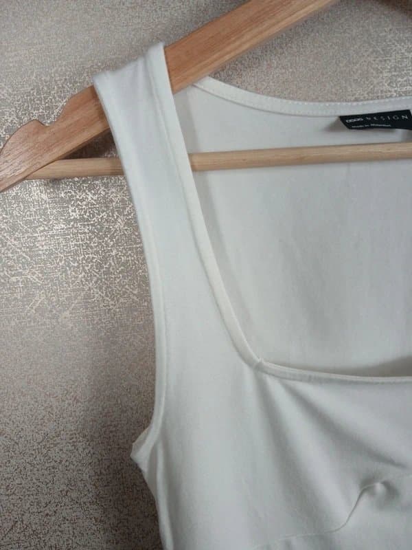 ASOS Design Asos Design White Square Neck Summer Vest Tank Top Corset Detail Size UK 8 VGC