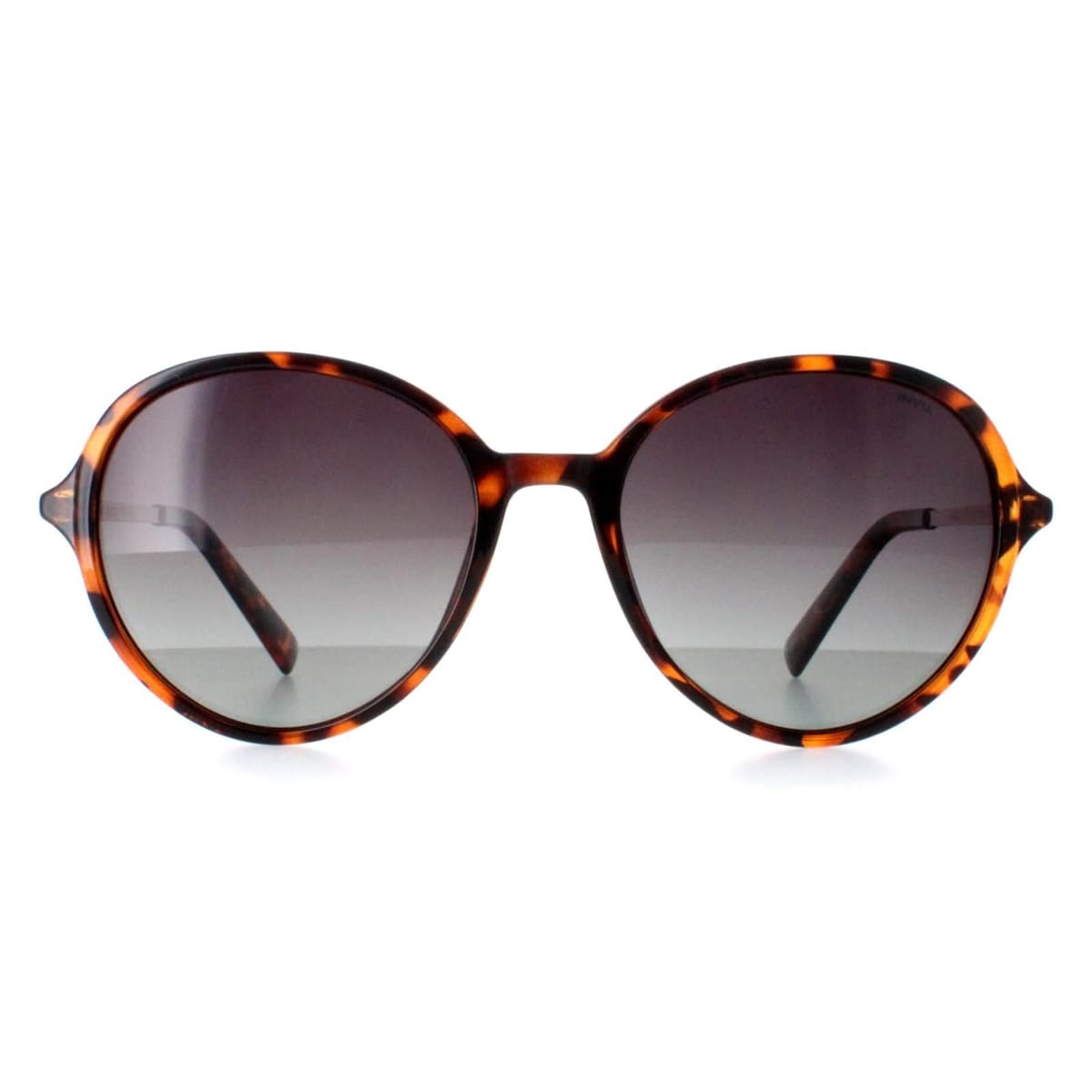 INVU INVU Women's Round Demi Tortoise Brown Gold Grey Polarized B2135 - 1