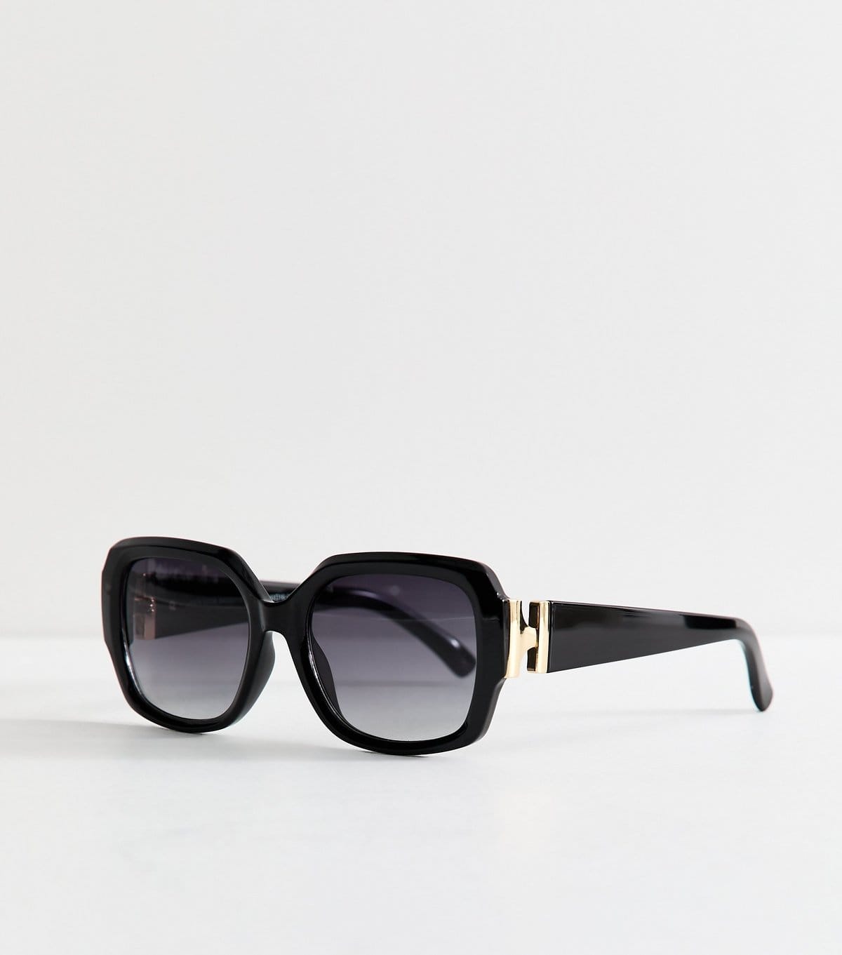 New Look Black Round Square Frame Temple Detail Sunglasses New Look - 1