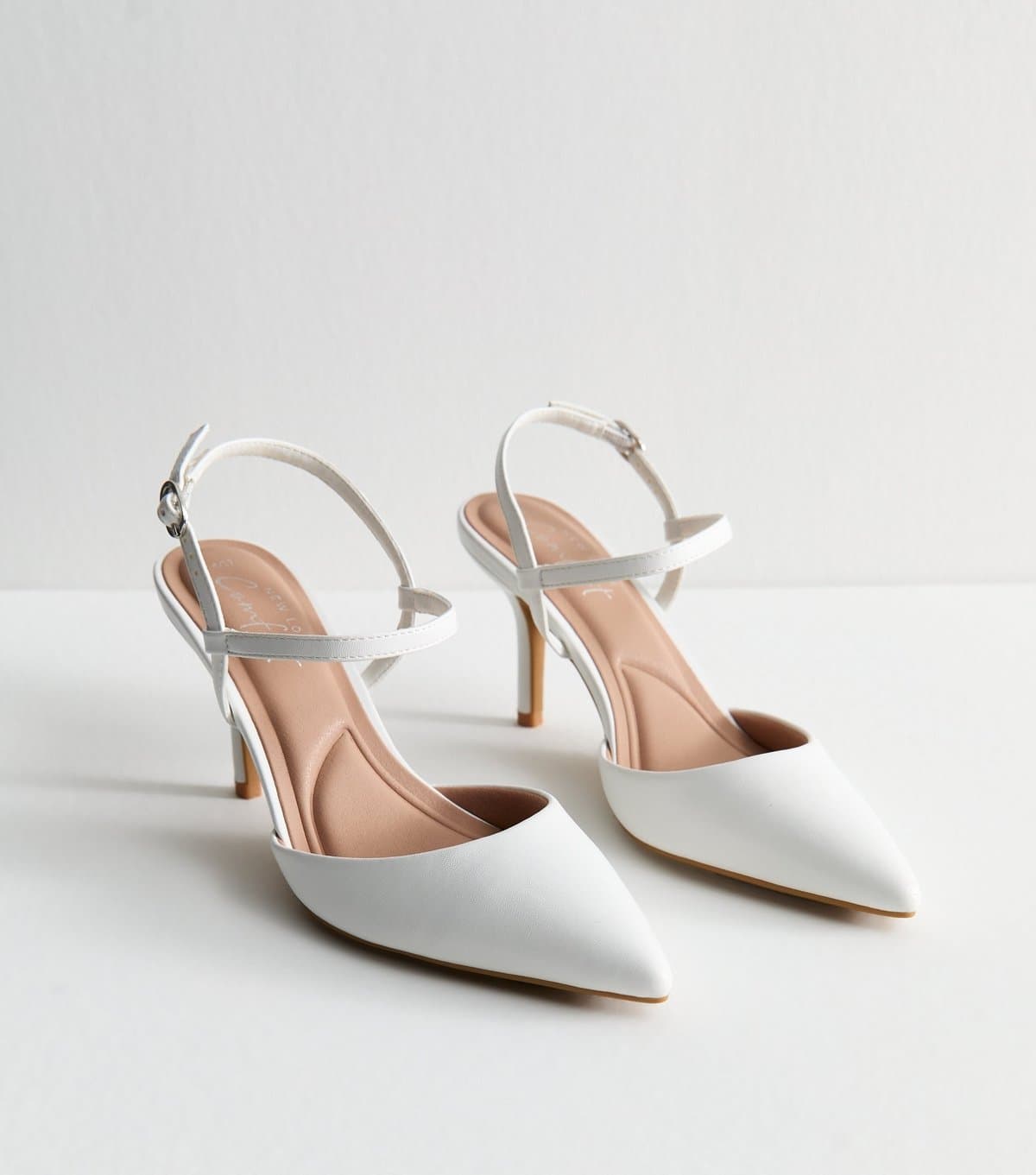 New Look New Look White Faux Leather Pointed Toe Court Shoes