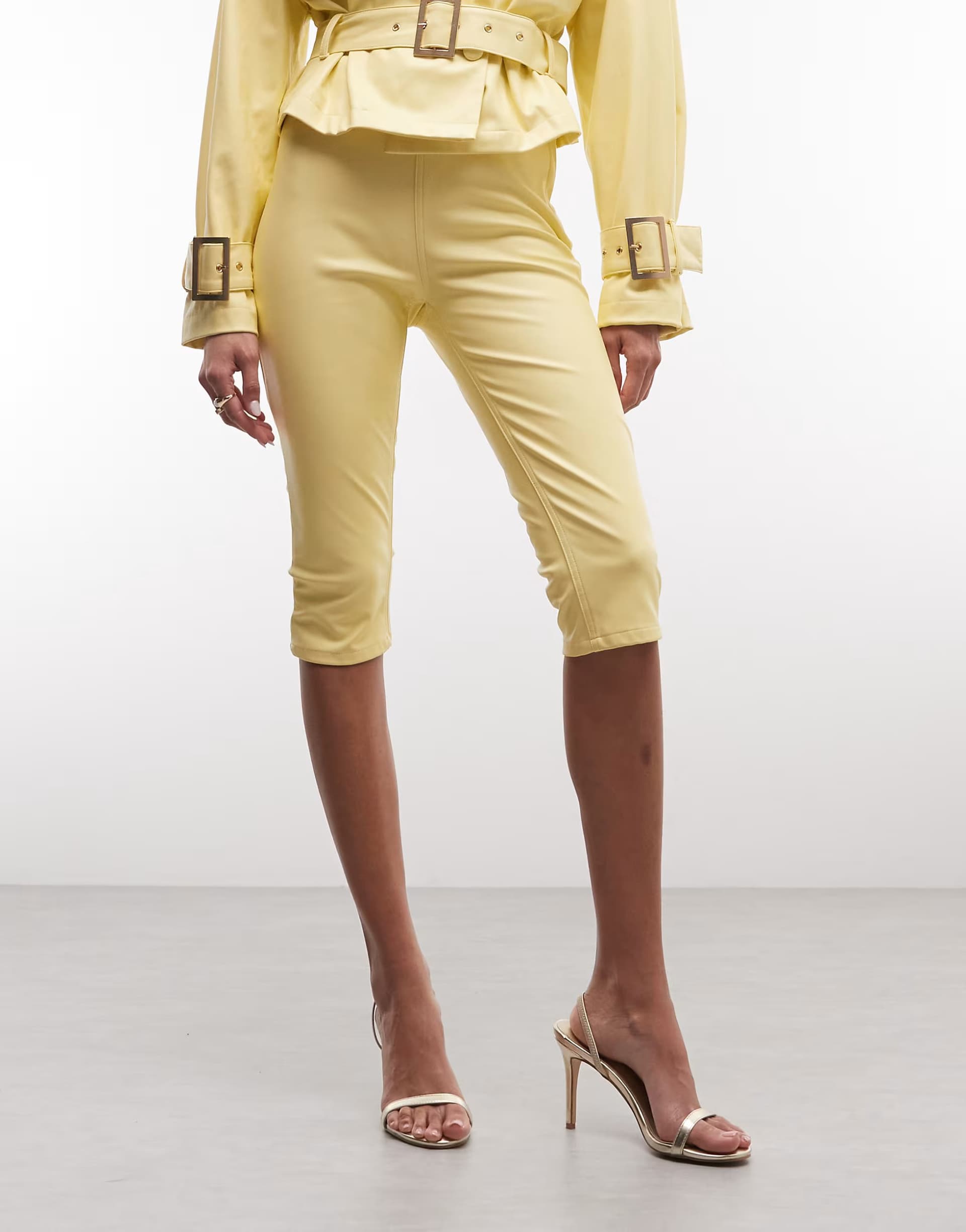 ASOS AFRM Calla high rise fitted capri co-ord in lemon