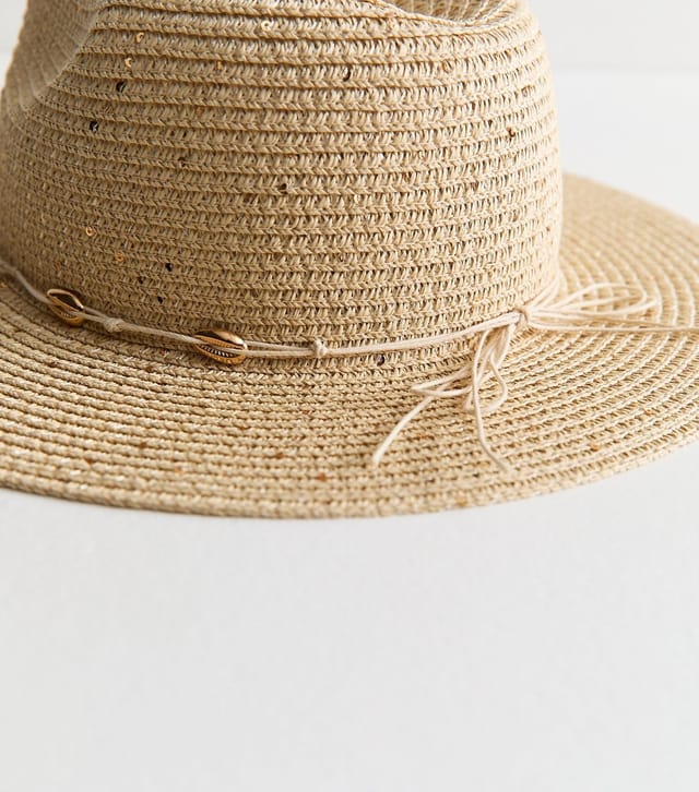 New Look Stone Sequin Embellished Straw Fedora Hat New Look - 3