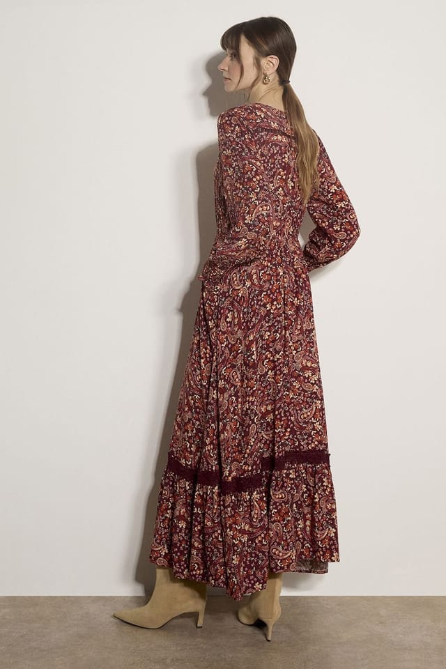 Apricot Apricot Women's Paisley Floral Maxi Dress in Burgundy - 3