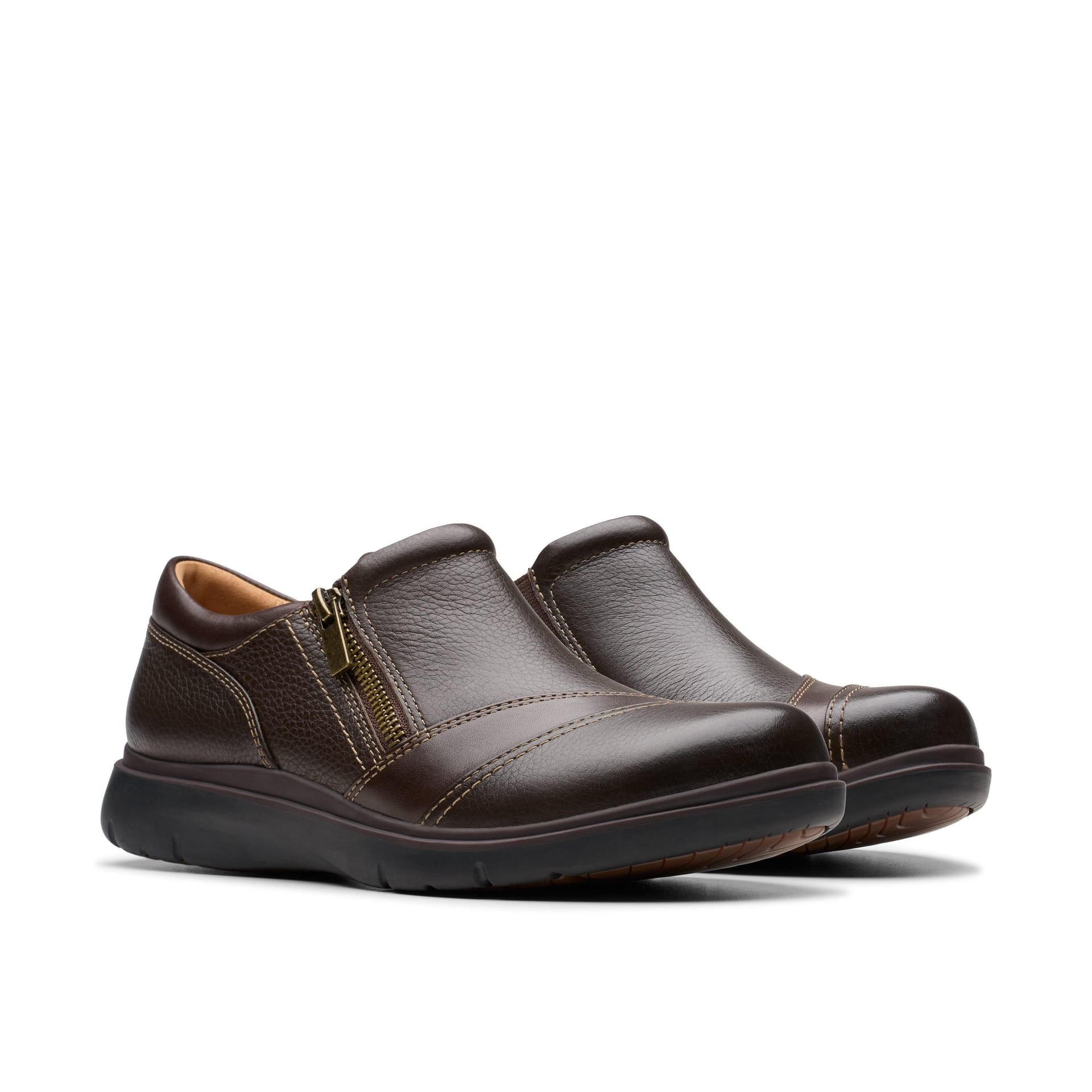 Clarks Clarks Women's Certina Pure Dark Brown Leather Slip Ons - 4