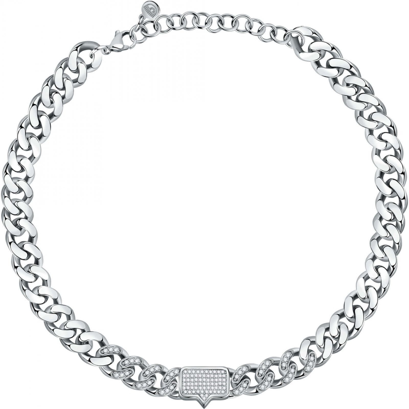 Chiara Ferragni Chiara Ferragni Silver Curb Chain Necklace with Diamond Pendant