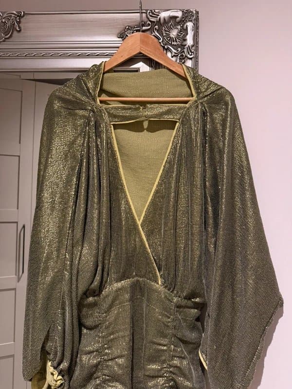 ASOS Khaki metallic ruched detail mini dress