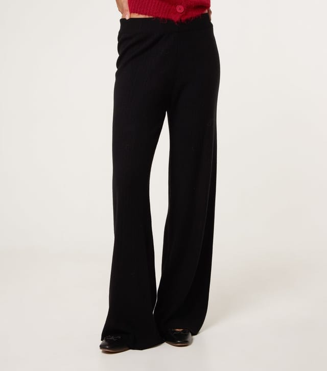 Blue Vanilla Women's Black Knit Wide Leg Trousers Blue Vanilla New Look - 2