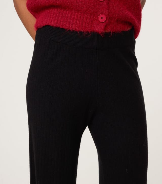 Blue Vanilla Women's Black Knit Wide Leg Trousers Blue Vanilla New Look - 3