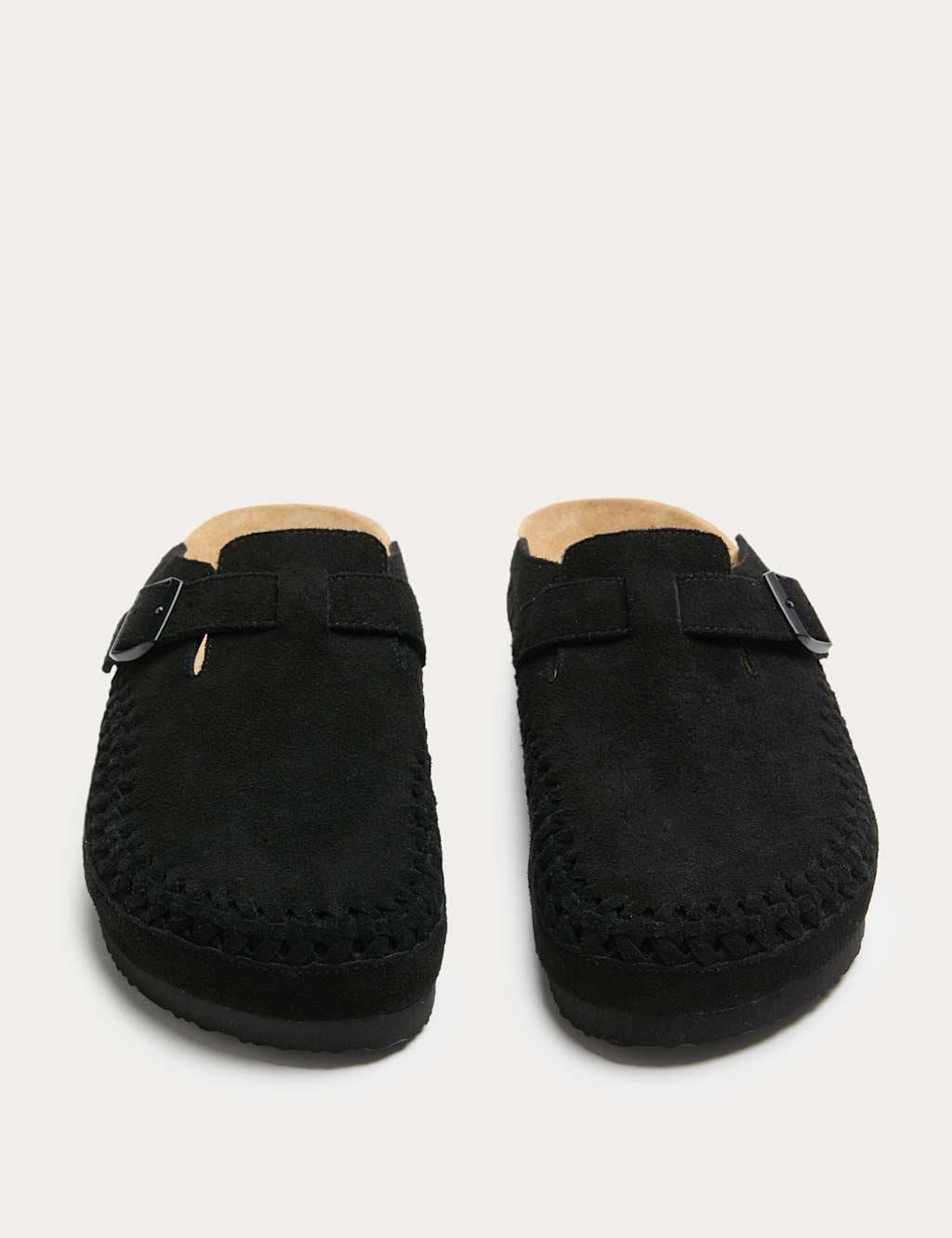 Marks & Spencer M&S Woven Suede Corkbed Mule Sandals Black