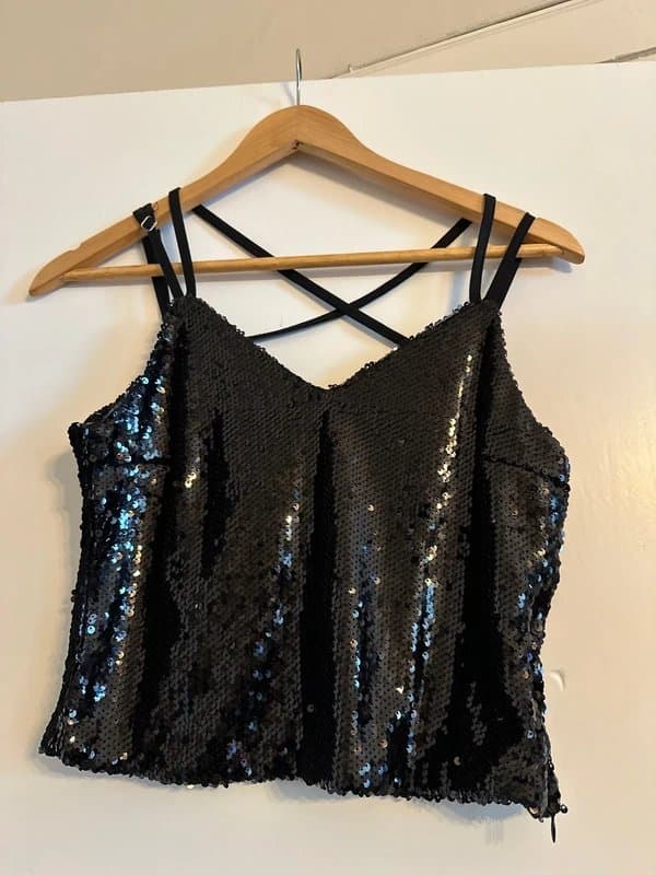 ASOS Sequin cropped cami black