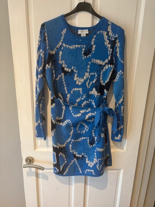 Never Fully Dressed Blue & Black Abstract Knit Dress