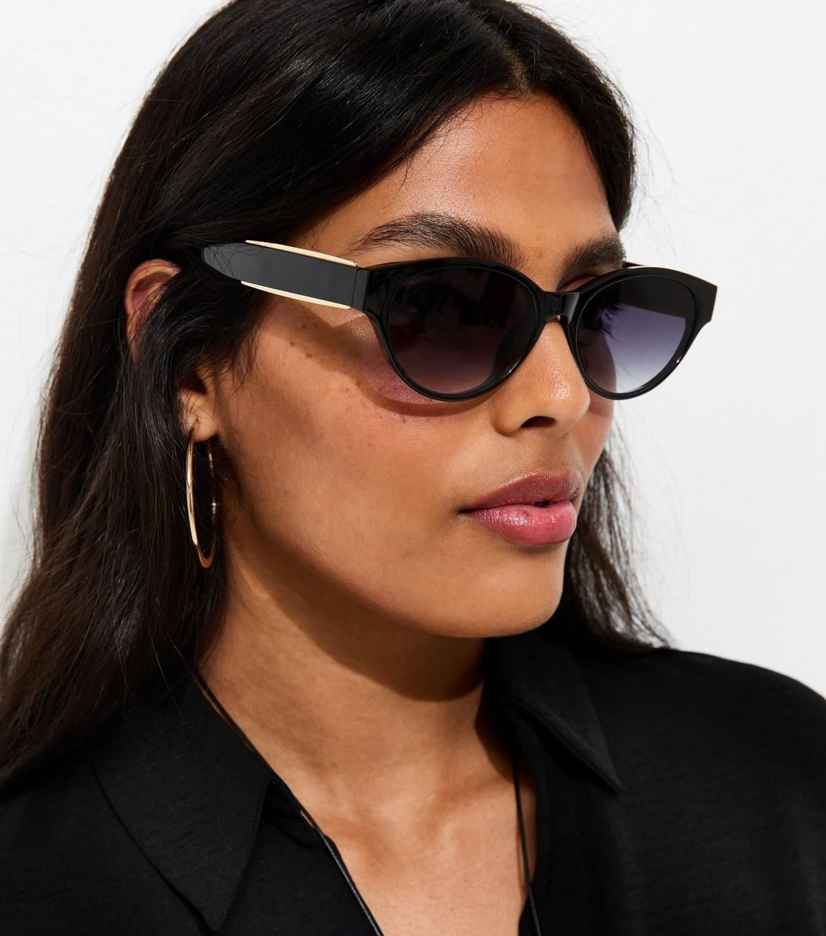 New Look New Look Black Oval Frame Sunglasses