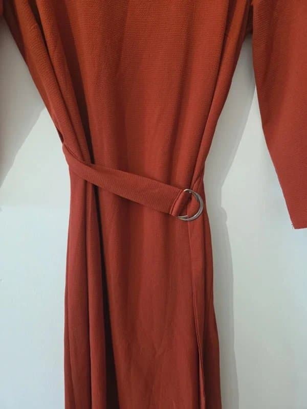 New Look New Look - Rust Orange Long Sleeve Belted Midi Dress - Size 6