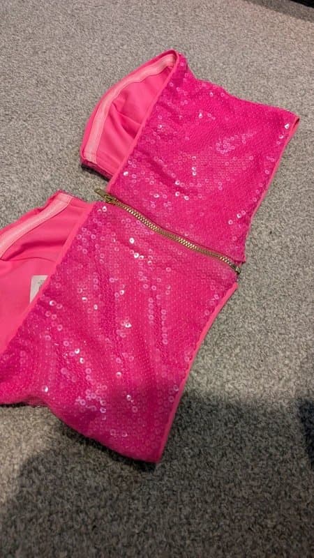 ASOS Asos Luxe Pink Sequin Bandeau Top Size 12