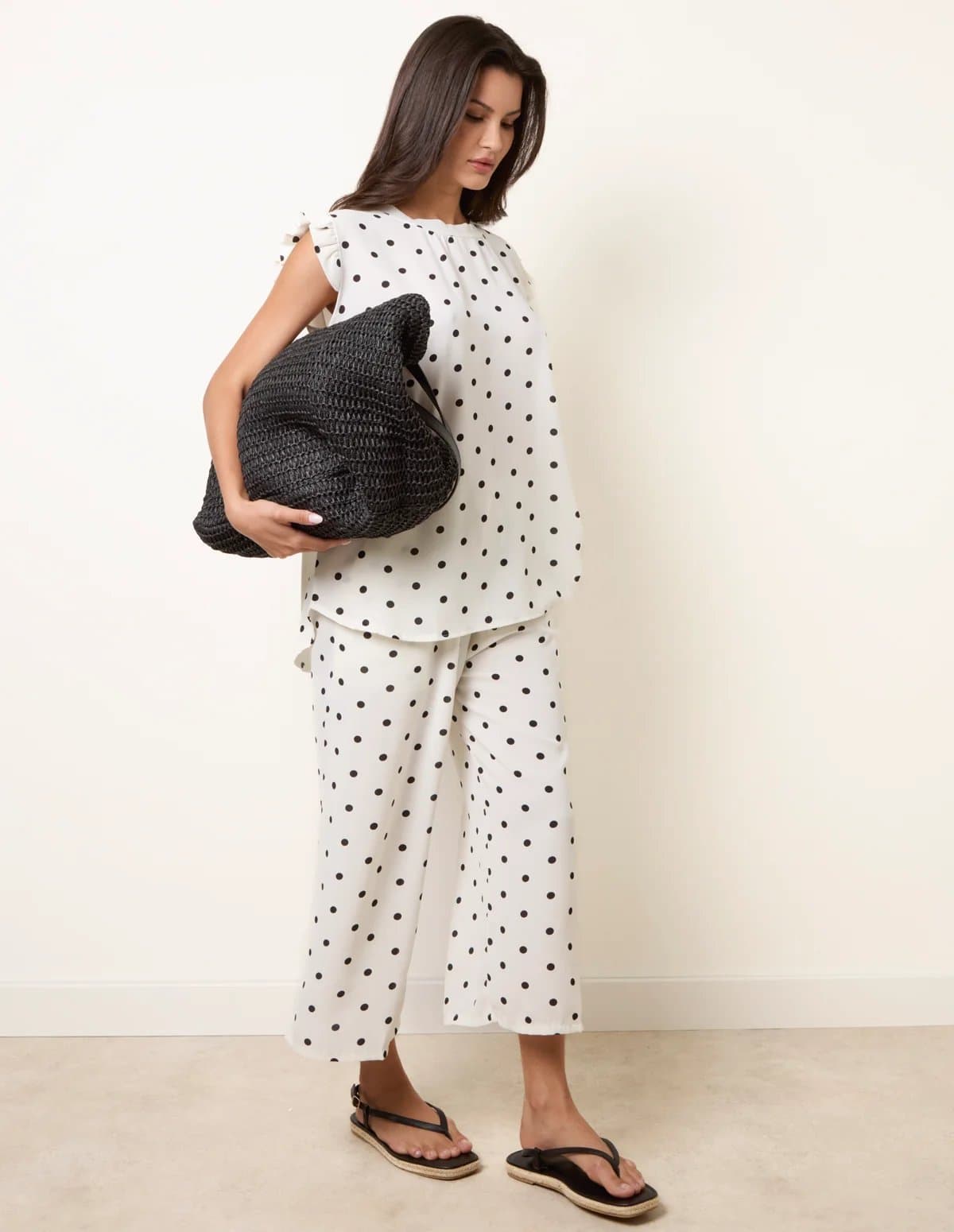 Blue Vanilla Polka Dot Two Piece Set