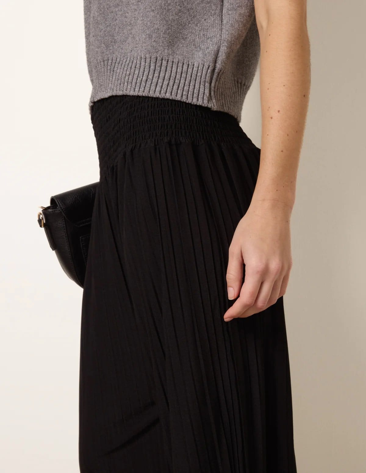 Blue Vanilla Shirred Waist Pleated Wide Leg Trousers - 4